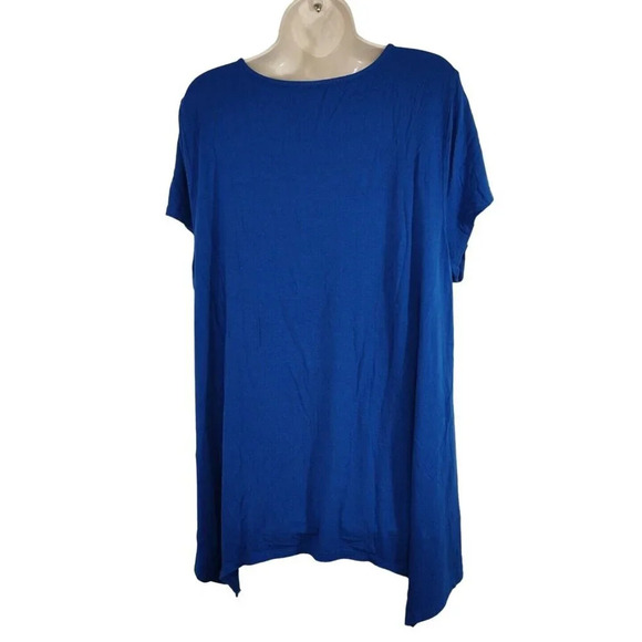 Adrianna Papell Blue Tunic Top Embroidered Women Size 3X Short Sleeve Scoop Neck - Picture 4 of 7
